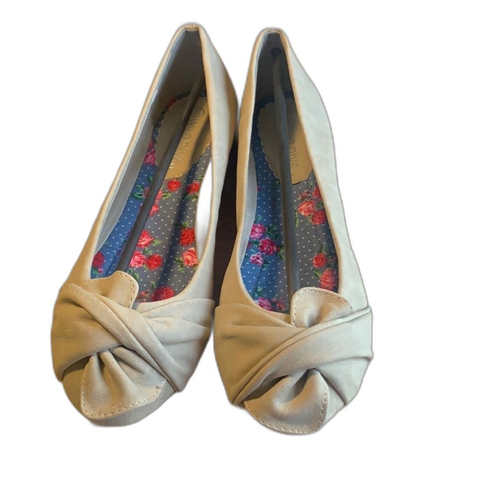 Wild Diva: Ballet Flats Beige PU Glenn-02 Size 7.5​​